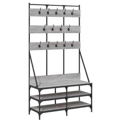 Appendiabiti con Porta Scarpe Grigio Sonoma 100x40x184 cm