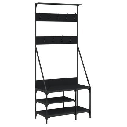 Appendiabiti con Porta Scarpe Nero 80x40x184 cm