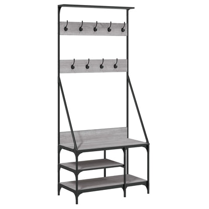 Appendiabiti con Porta Scarpe Grigio Sonoma 80x40x184 cm