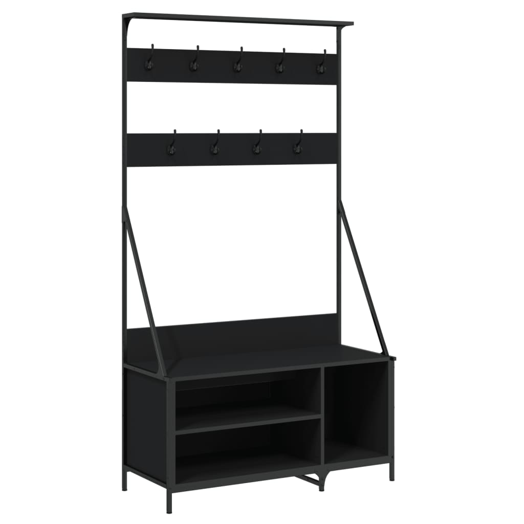 Appendiabiti con Porta Scarpe Nero 100x41x184 cm