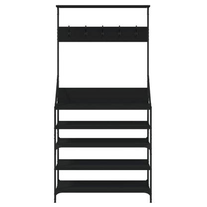 Appendiabiti con Porta Scarpe Nero 90x34x184 cm