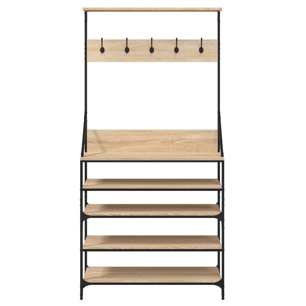 Appendiabiti con Porta Scarpe Rovere Sonoma 90x34x184 cm