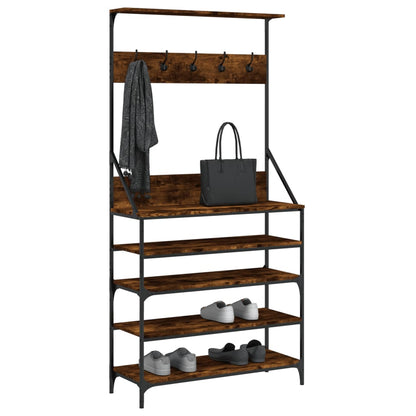 Appendiabiti con Porta Scarpe Rovere Fumo 90x34x184 cm