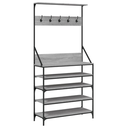 Appendiabiti con Porta Scarpe Grigio Sonoma 90x34x184 cm