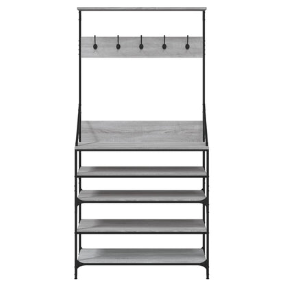 Appendiabiti con Porta Scarpe Grigio Sonoma 90x34x184 cm