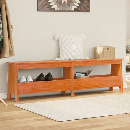 Panca da Ingresso Marrone Cera 160x28x45 cm Legno Massello Pino