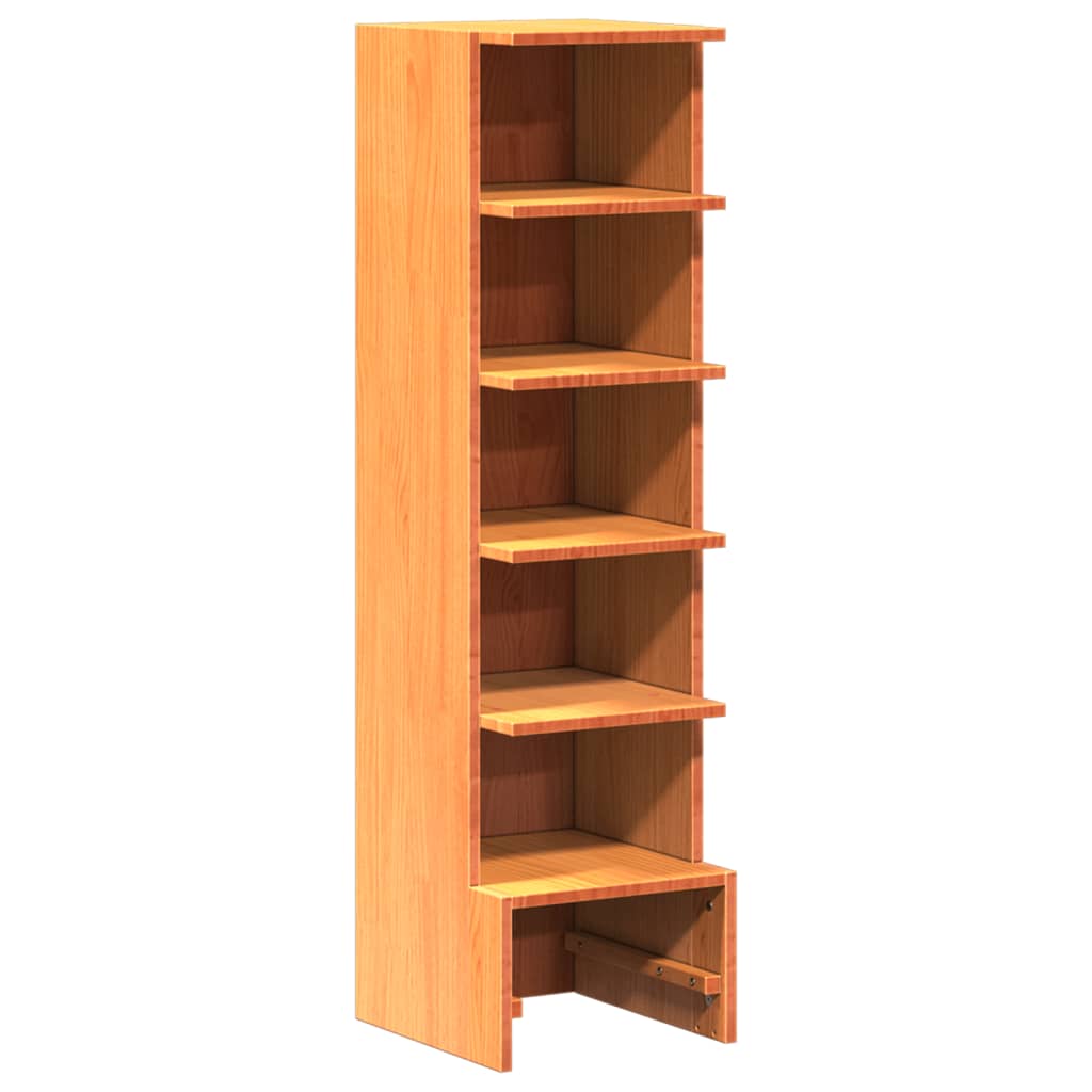 Scarpiera Marrone Cera 28x30x104 cm Legno Massello di Pino