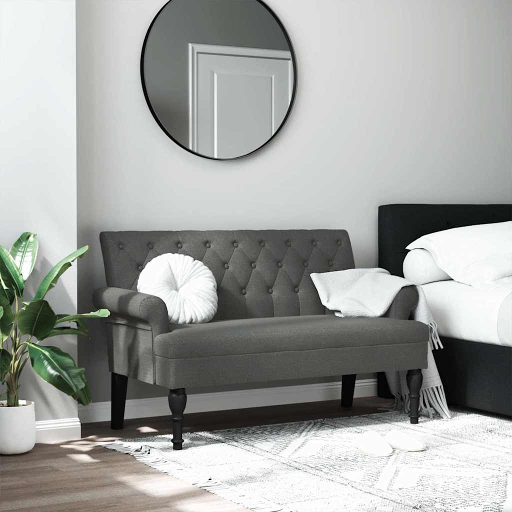 Panca con Schienale Grigio Scuro 120x62x75,5 cm in Tessuto