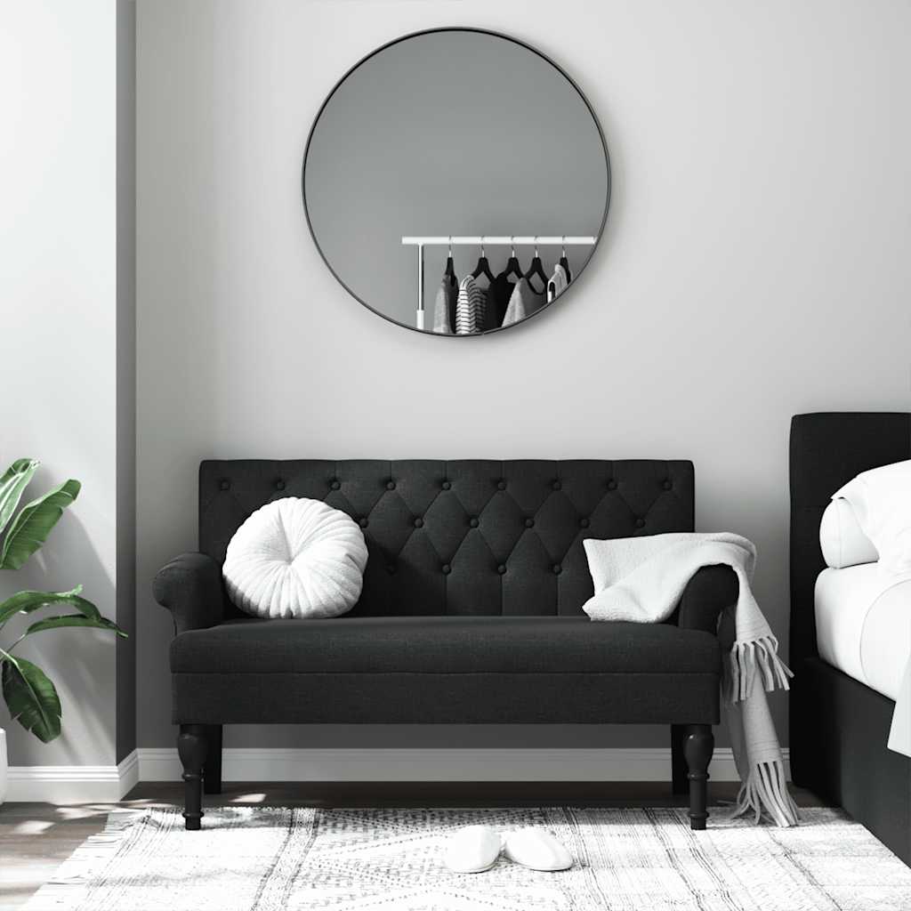Panca con Schienale Nera 120x62x75,5 cm in Tessuto