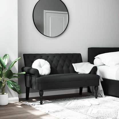 Panca con Schienale Nera 120x62x75,5 cm in Tessuto