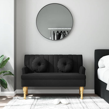 Panca con Cuscini Nera 113x64,5x75,5 cm in Tessuto