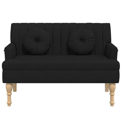 Panca con Cuscini Nera 113x64,5x75,5 cm in Tessuto