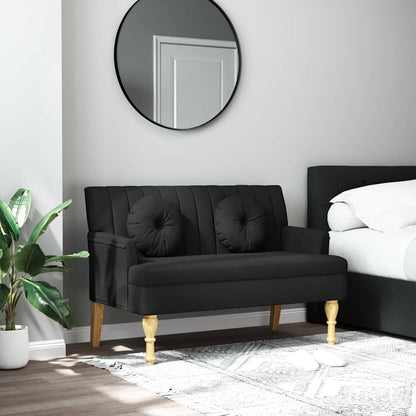 Panca con Cuscini Nera 113x64,5x75,5 cm in Tessuto
