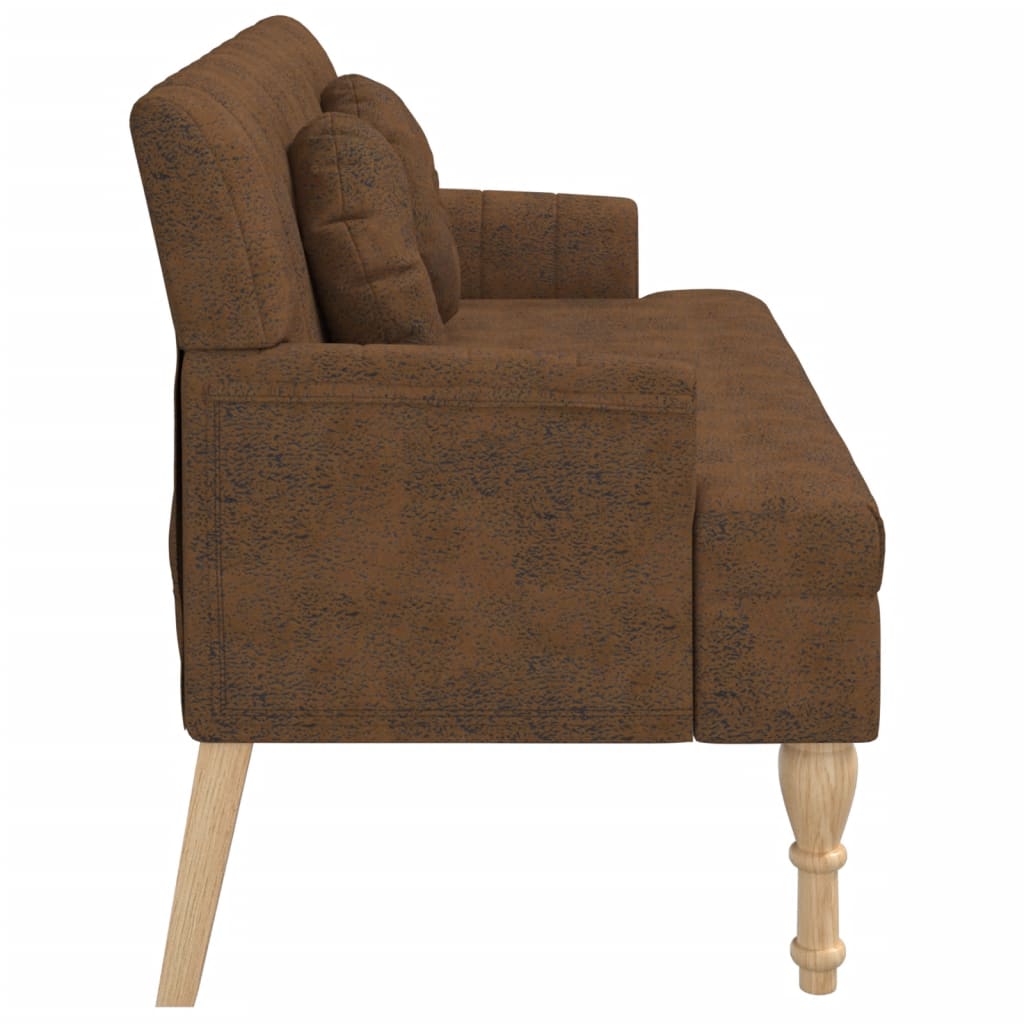 Panca con Cuscini Marrone 113x64,5x75,5 cm in Scamosciato
