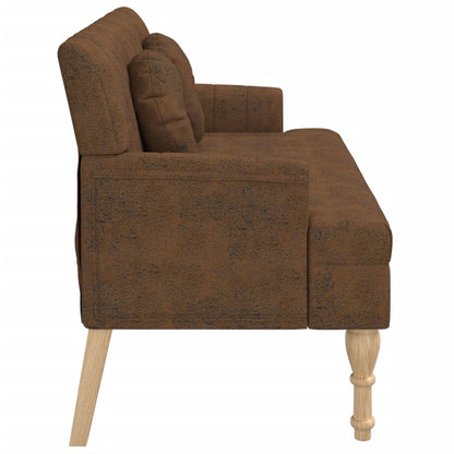 Panca con Cuscini Marrone 113x64,5x75,5 cm in Scamosciato