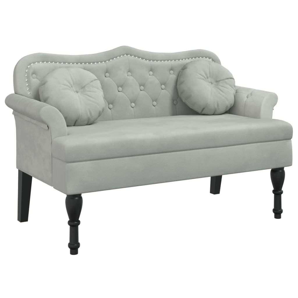 Panca con Cuscini Grigio Chiaro 120,5x65x75 cm in Velluto