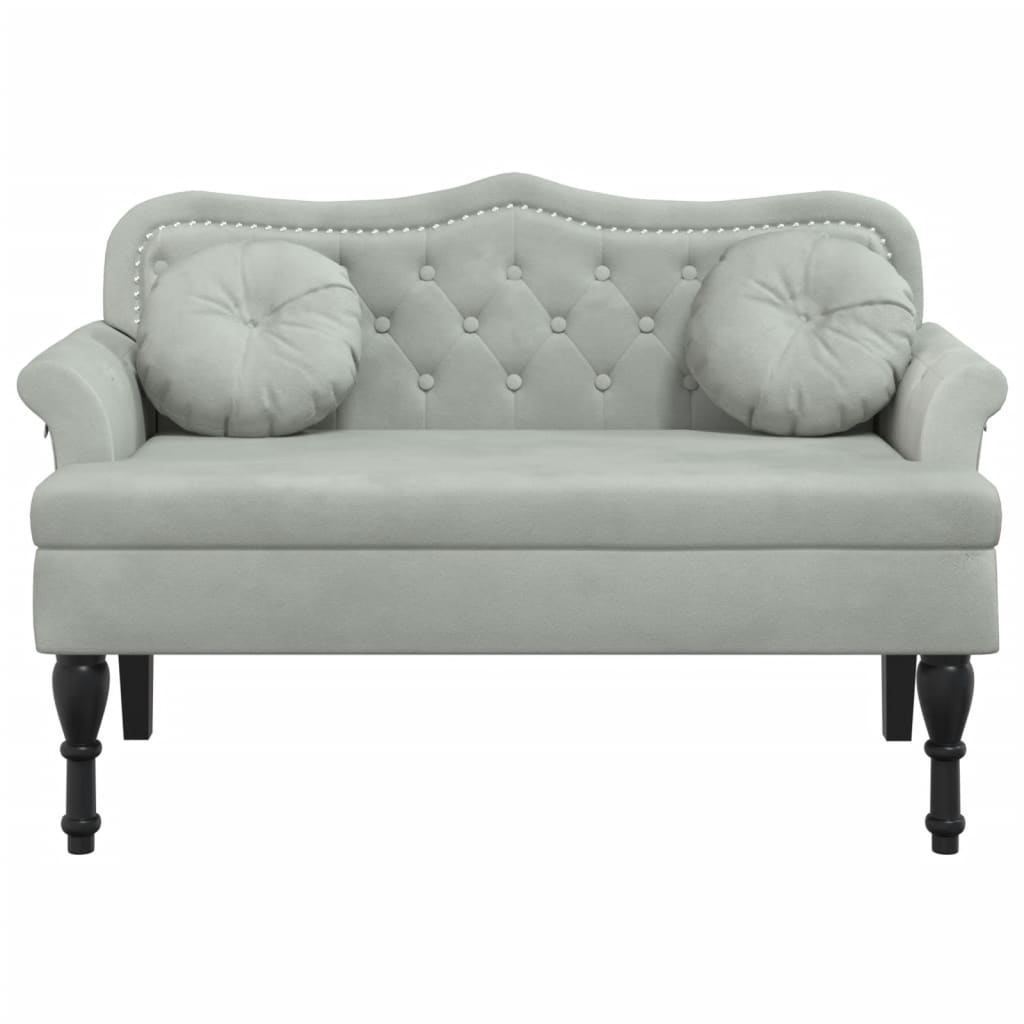 Panca con Cuscini Grigio Chiaro 120,5x65x75 cm in Velluto