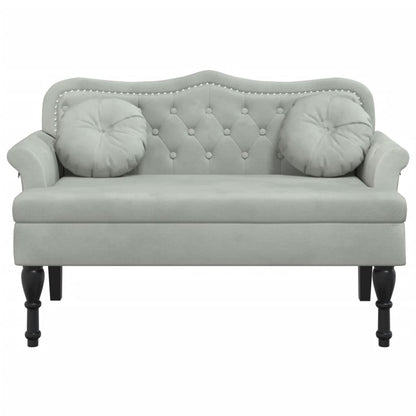 Panca con Cuscini Grigio Chiaro 120,5x65x75 cm in Velluto