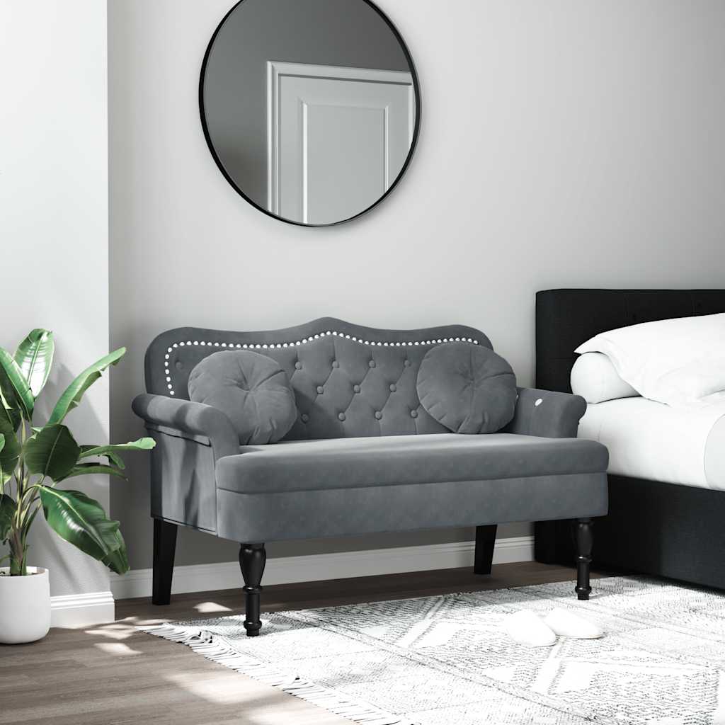 Panca con Cuscini Grigio Scuro 120,5x65x75 cm in Velluto