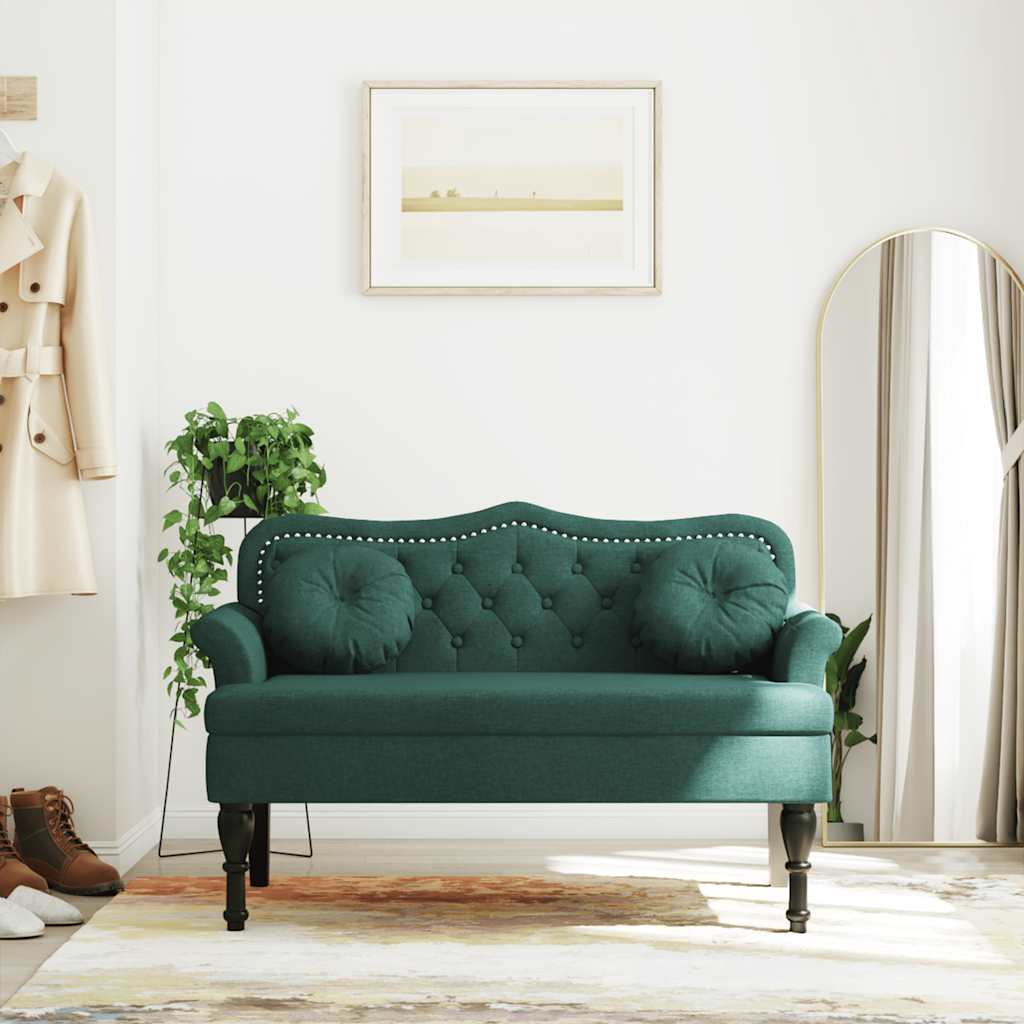 Panca con Cuscini Verde Scuro 120,5x65x75 cm in Velluto