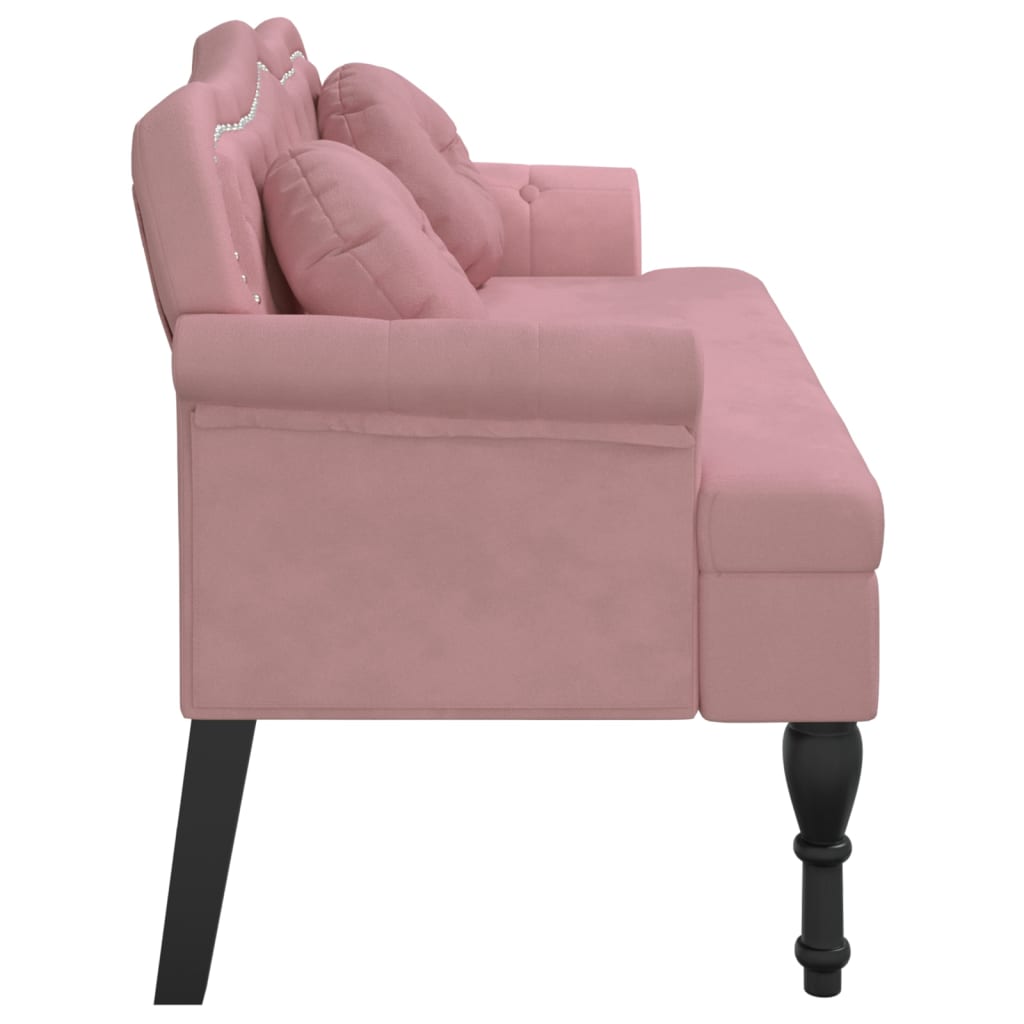 Panca con Cuscini Rosa 120,5x65x75 cm in Velluto