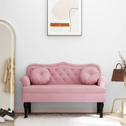 Panca con Cuscini Rosa 120,5x65x75 cm in Velluto