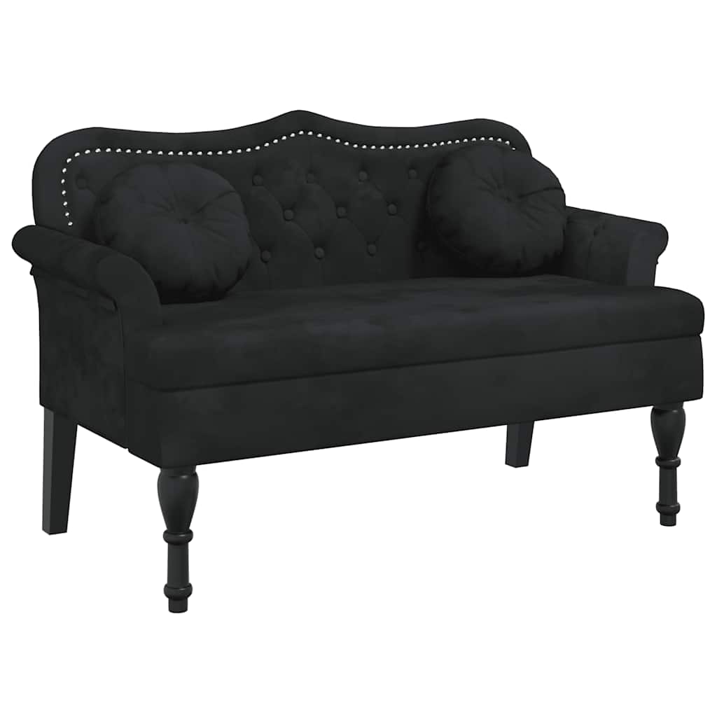 Panca con Cuscini Nera 120,5x65x75 cm in Velluto