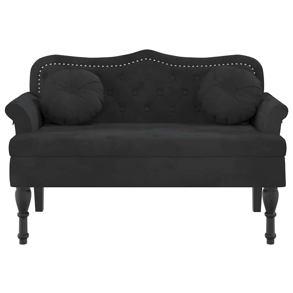 Panca con Cuscini Nera 120,5x65x75 cm in Velluto