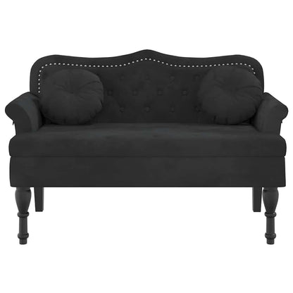 Panca con Cuscini Nera 120,5x65x75 cm in Velluto