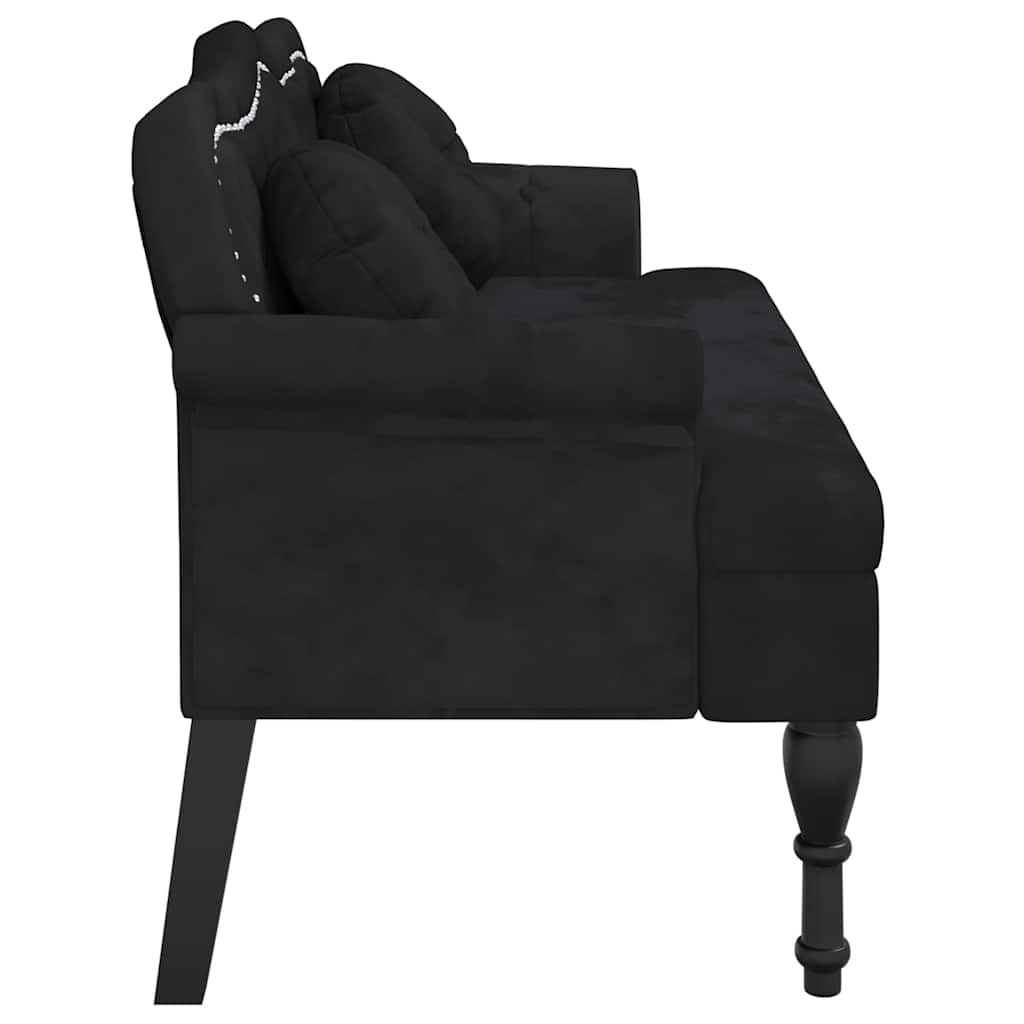 Panca con Cuscini Nera 120,5x65x75 cm in Velluto