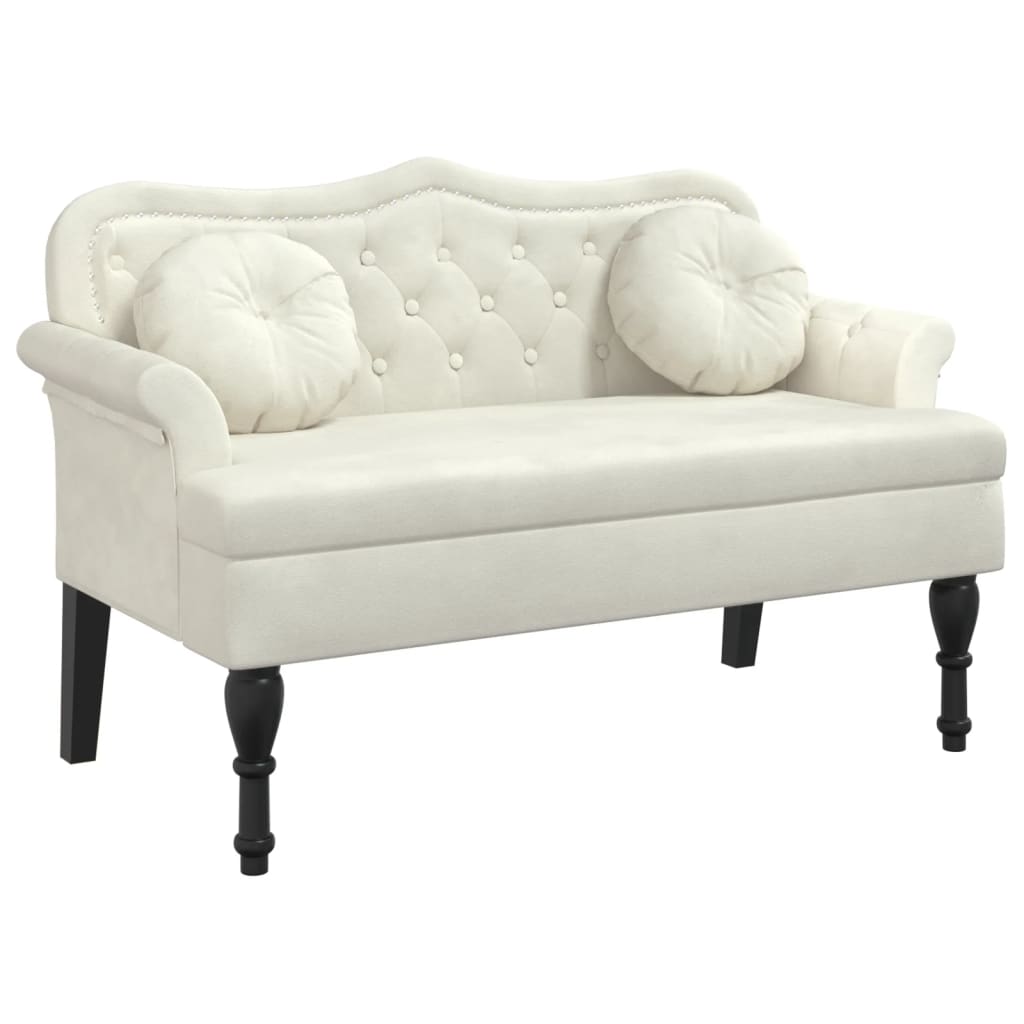 Panca con Cuscini Crema 120,5x65x75 cm in Velluto