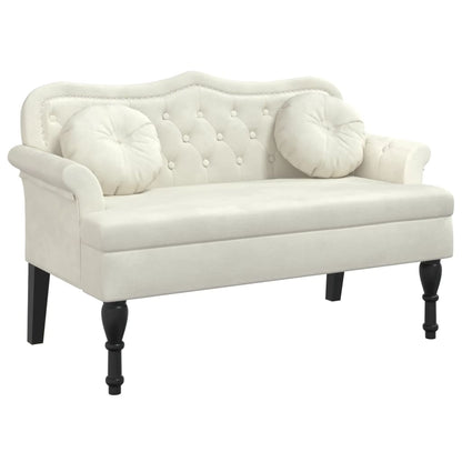 Panca con Cuscini Crema 120,5x65x75 cm in Velluto