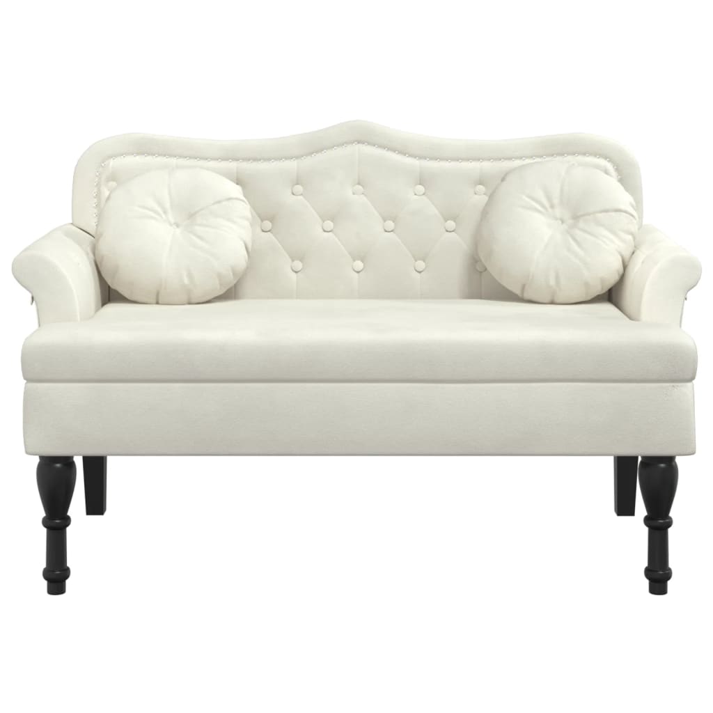 Panca con Cuscini Crema 120,5x65x75 cm in Velluto