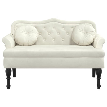 Panca con Cuscini Crema 120,5x65x75 cm in Velluto