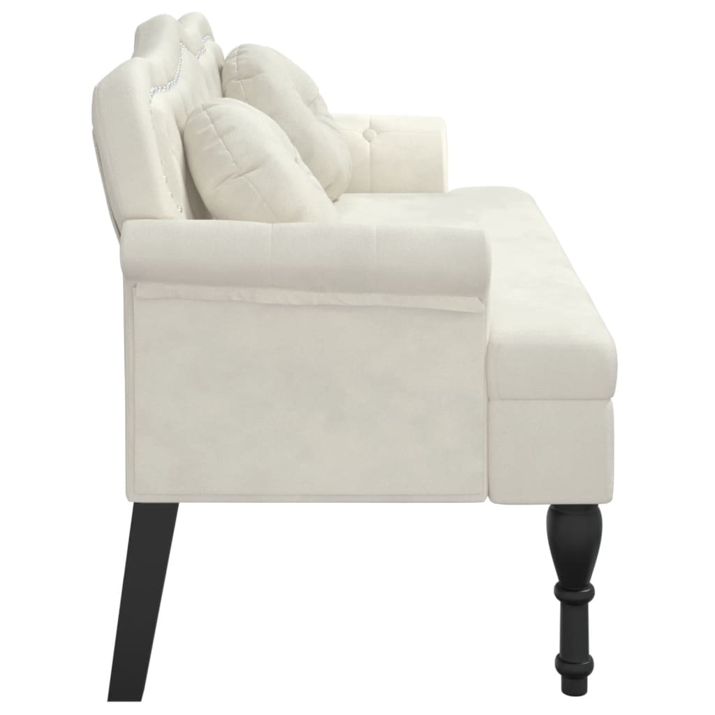 Panca con Cuscini Crema 120,5x65x75 cm in Velluto