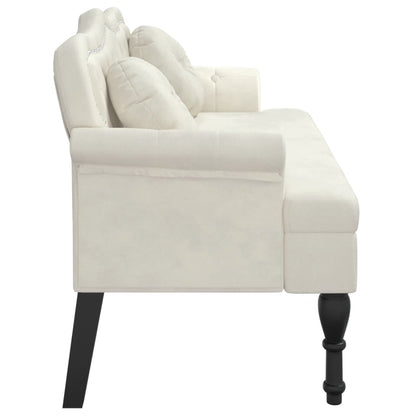 Panca con Cuscini Crema 120,5x65x75 cm in Velluto