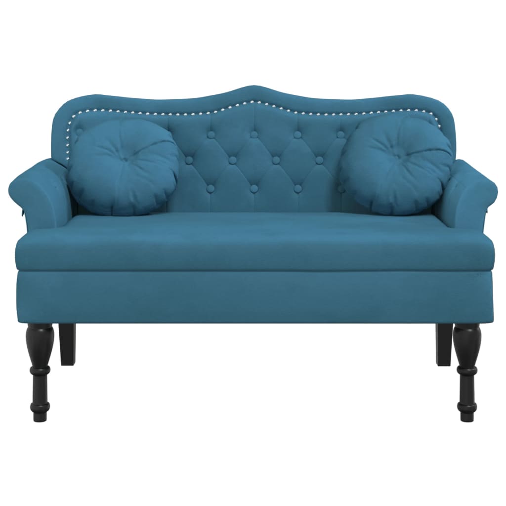 Panca con Cuscini Blu 120,5x65x75 cm in Velluto