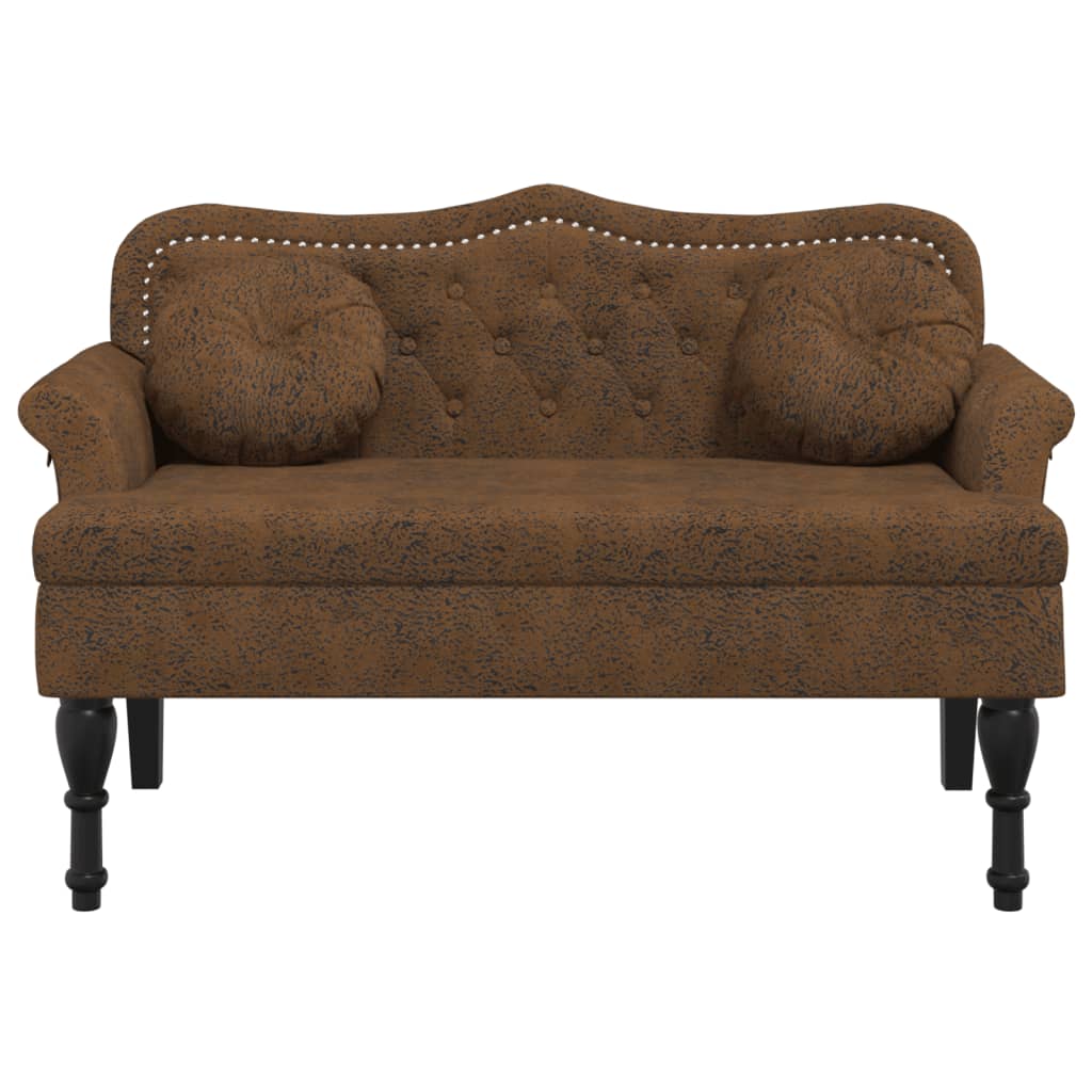 Panca con Cuscini Marrone 120,5x65x75 cm in Scamosciato