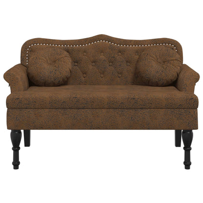 Panca con Cuscini Marrone 120,5x65x75 cm in Scamosciato