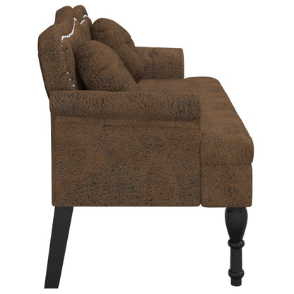 Panca con Cuscini Marrone 120,5x65x75 cm in Scamosciato