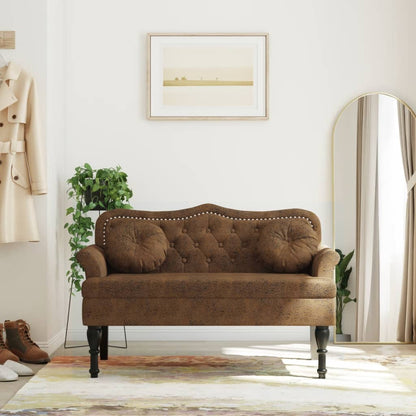Panca con Cuscini Marrone 120,5x65x75 cm in Scamosciato