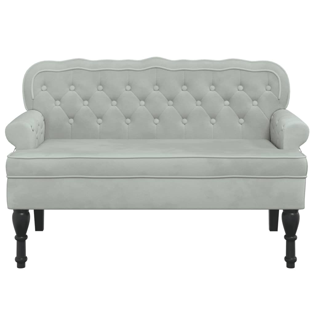 Panca con Schienale Grigio Chiaro 112x65,5x75 cm in Velluto