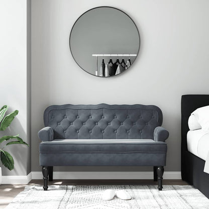 Panca con Schienale Grigio Scuro 119,5x64,5x75 cm in Velluto