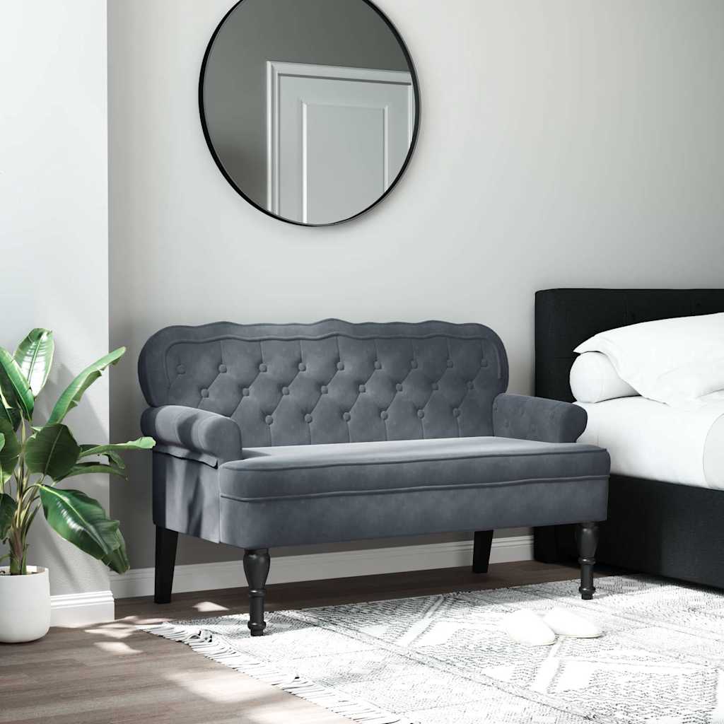 Panca con Schienale Grigio Scuro 119,5x64,5x75 cm in Velluto
