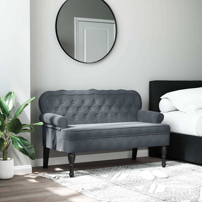 Panca con Schienale Grigio Scuro 119,5x64,5x75 cm in Velluto
