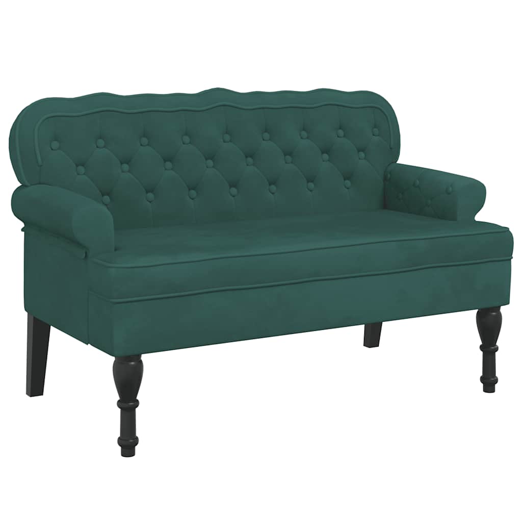 Panca con Schienale Verde Scuro 119,5x64,5x75 cm in Velluto