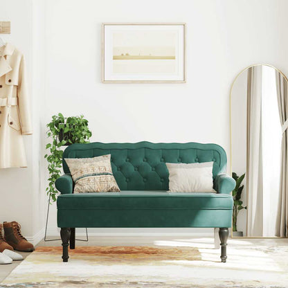 Panca con Schienale Verde Scuro 119,5x64,5x75 cm in Velluto