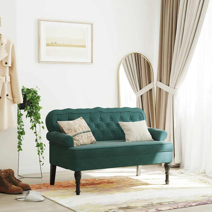 Panca con Schienale Verde Scuro 119,5x64,5x75 cm in Velluto