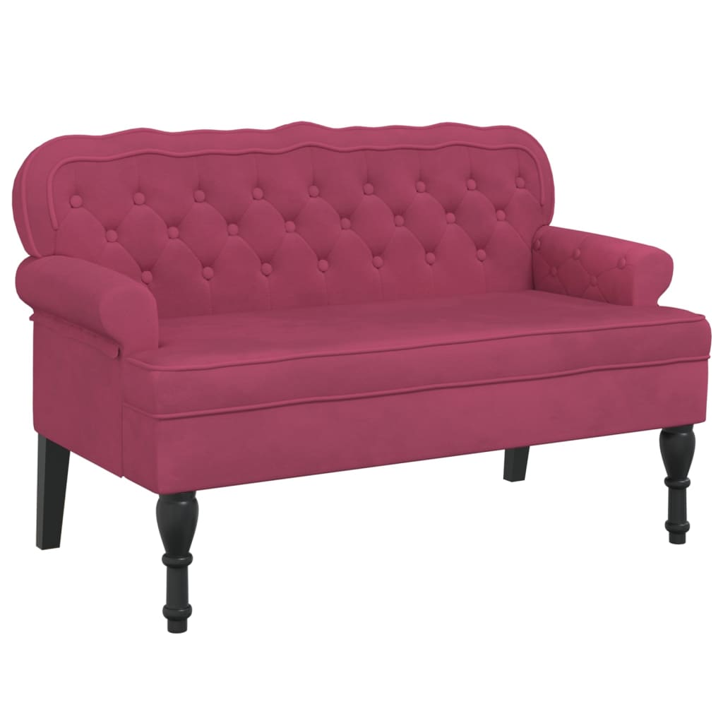 Panca con Schienale Rosso Vino 119,5x64,5x75 cm in Velluto