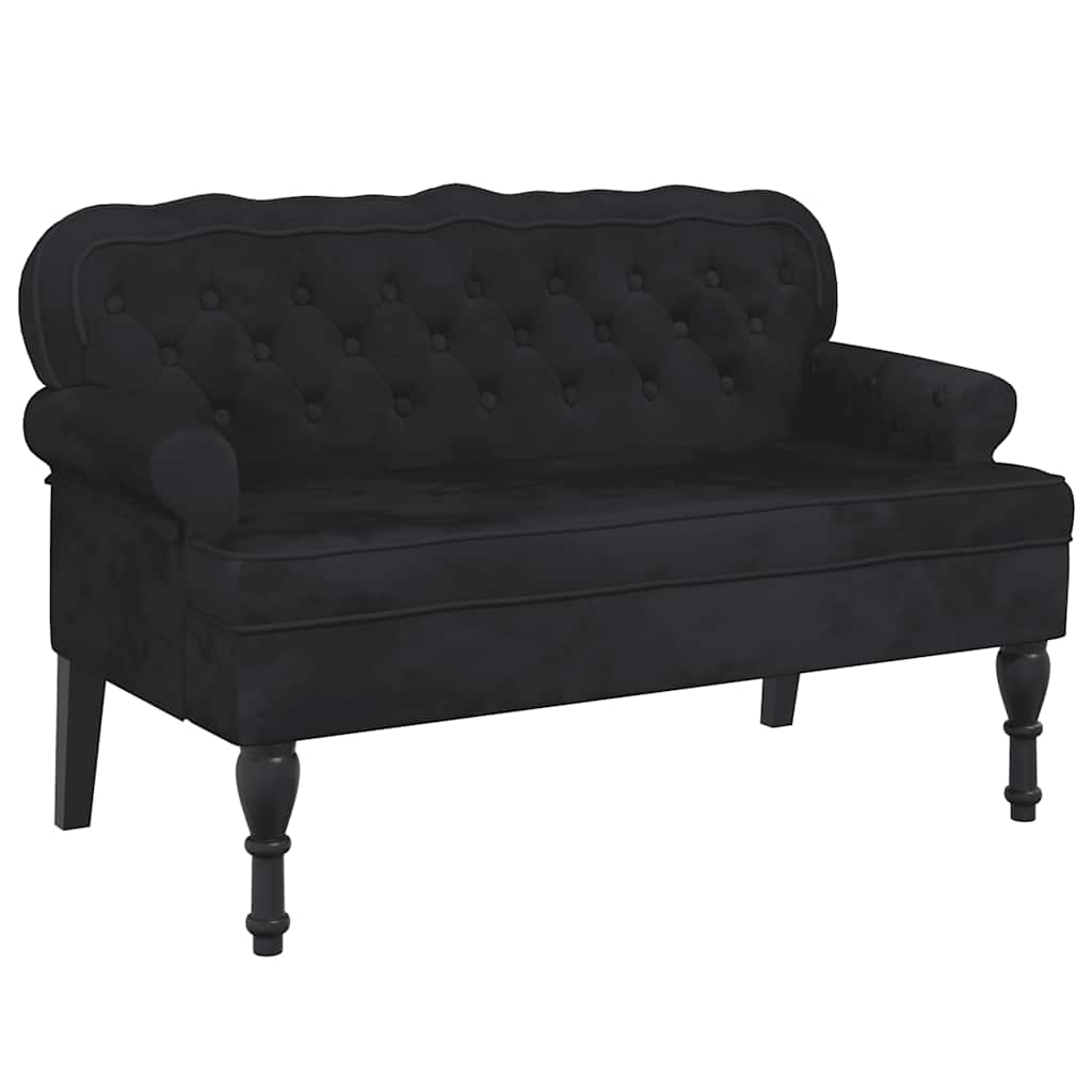 Panca con Schienale Nera 119,5x64,5x75 cm in Velluto